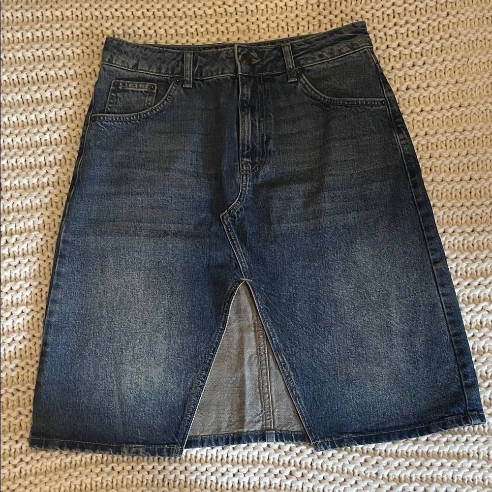 New Topshop Denim Slit Jean Skirt